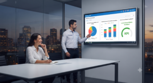 Um infográfico profissional em azul, dourado e branco, com o título "GESTÃO CENTRALIZADA DE MÚLTIPLOS CNPJs". O centro mostra um tablet com o logotipo da Polivision e o painel principal do Bling. Três fluxos de dados emanam do tablet para representar entidades separadas ('Empresa Matriz', 'Filial A', 'Filial B', cada uma com um ícone de CNPJ único), simbolizando a unificação de estoque, notas e relatórios.
