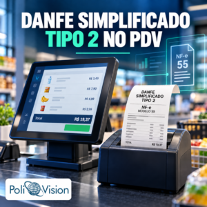 Terminal de frente de caixa e impressora térmica emitindo DANFE Simplificado Tipo 2 no Bling